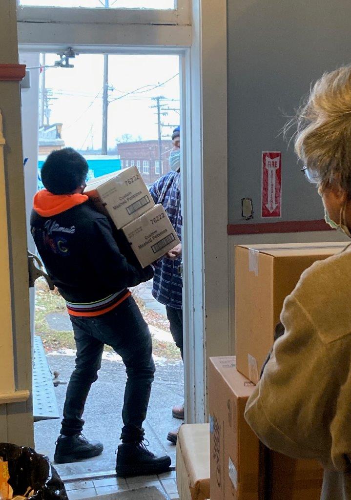 Pantry volunteers, Denison Ave. UCC, Cleveland, Jan. 2021