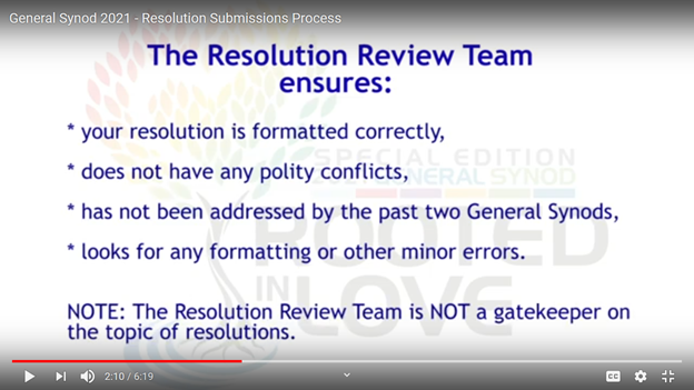 Screen shot from 10/20/20 video on GS resolutions