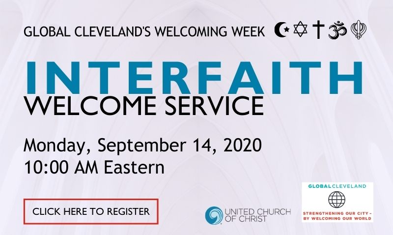 Global Cleveland Welcoming Week interfaith prayer service flier, 9/14/20