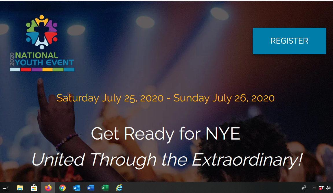 Screen shot from NYE 2020 website