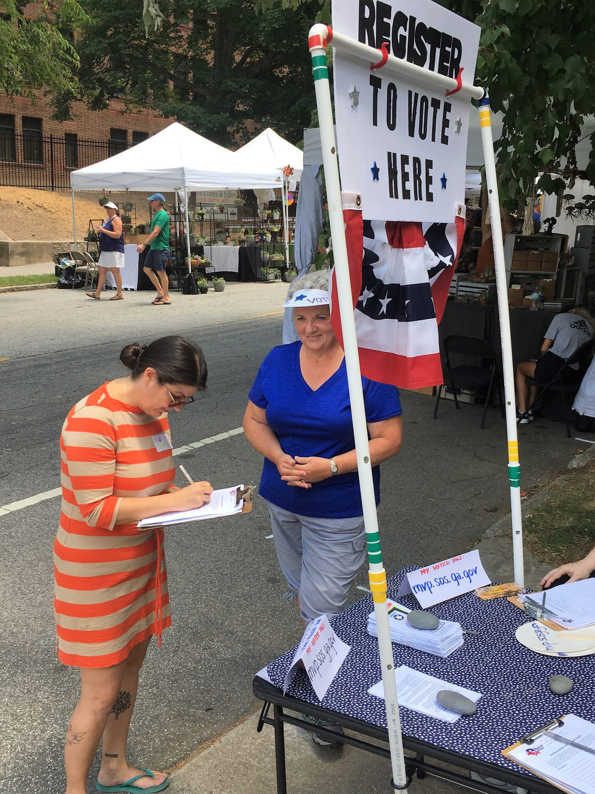 Voter registration outside Virginia-Highland Church