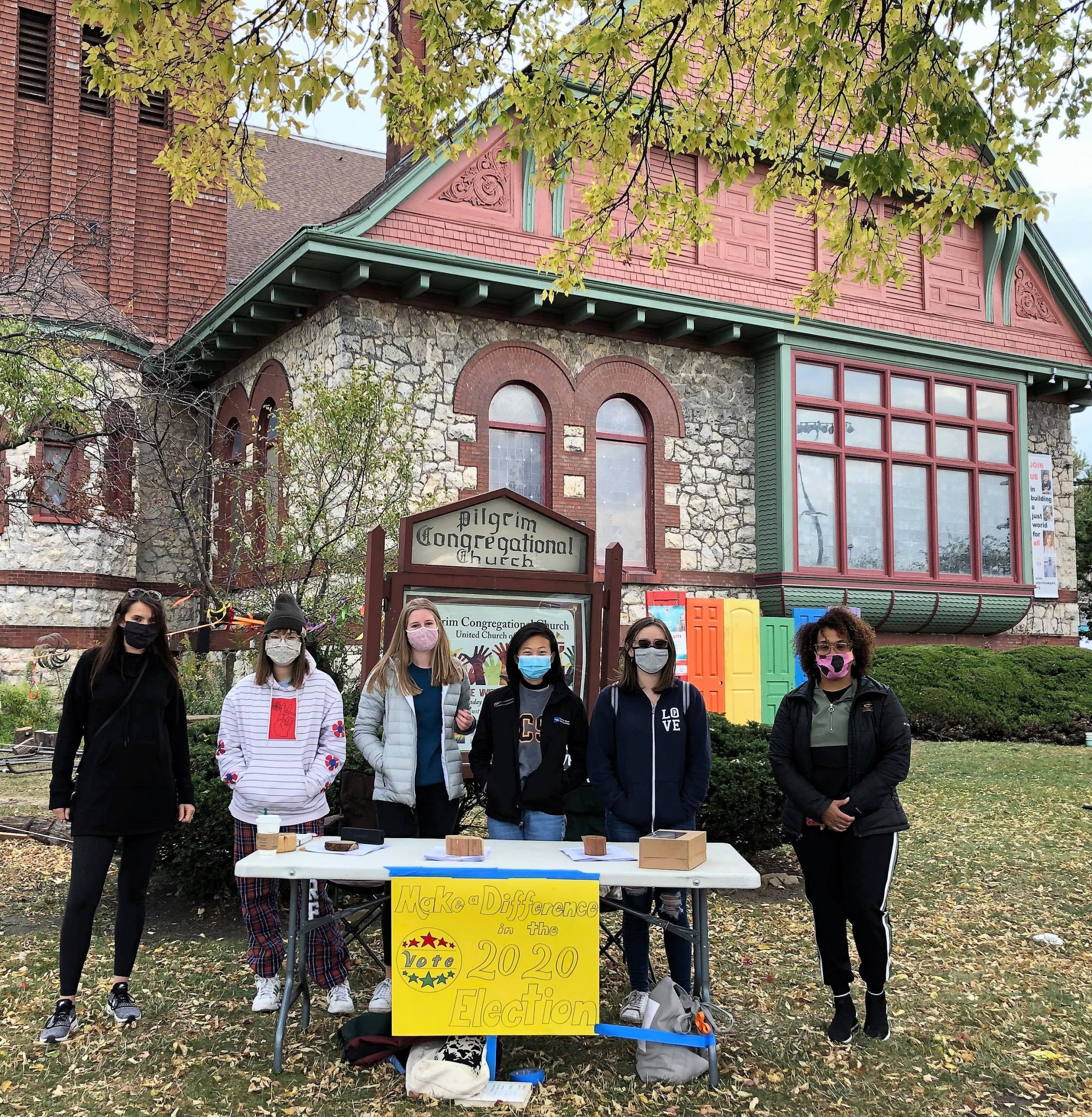 Voter table, Oak Park UCC, Ill., 10/19/20