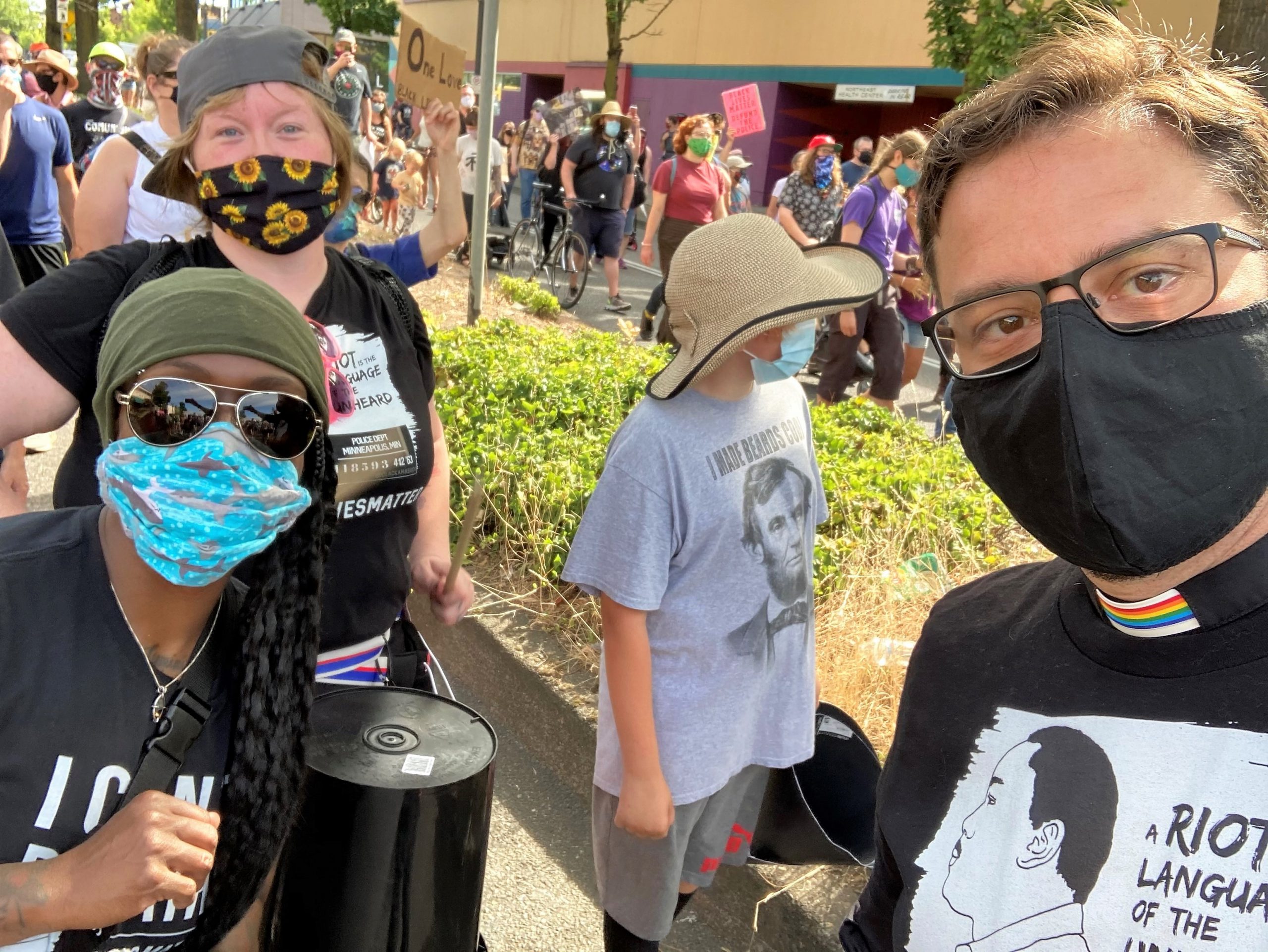 Clackamas UCC people at Portland march, 8/28/20