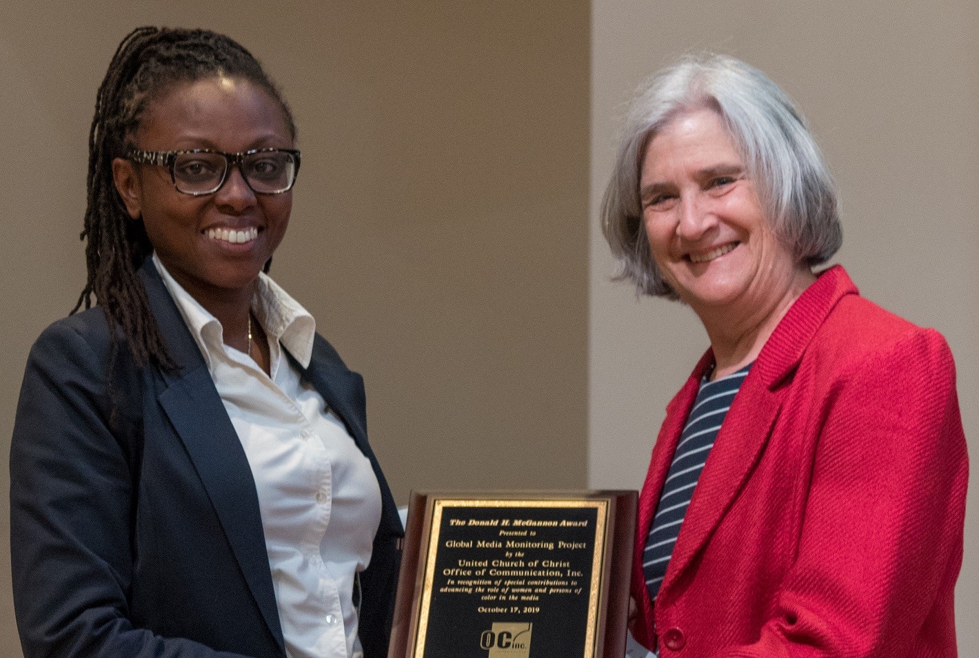 Macharia, Fitzgerald with McGannon Award