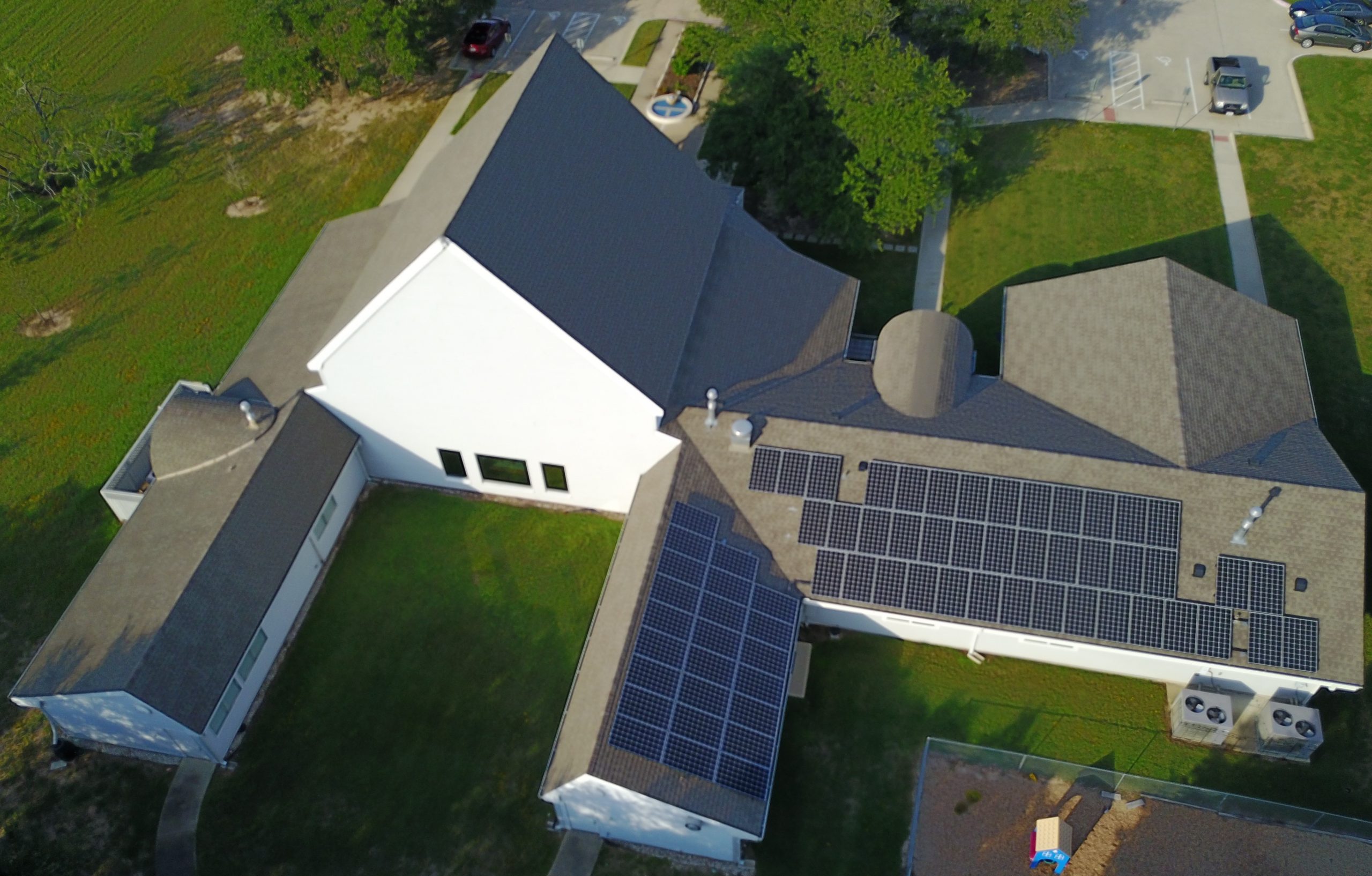 College Station solar panels aerial view