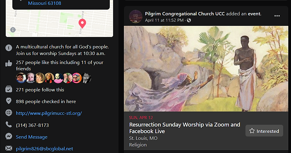 Pilgrim St. Louis Easter Zoom worship promo 4/12/20