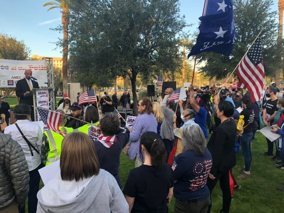 Voting rights advocates don't let protestors shout them down at