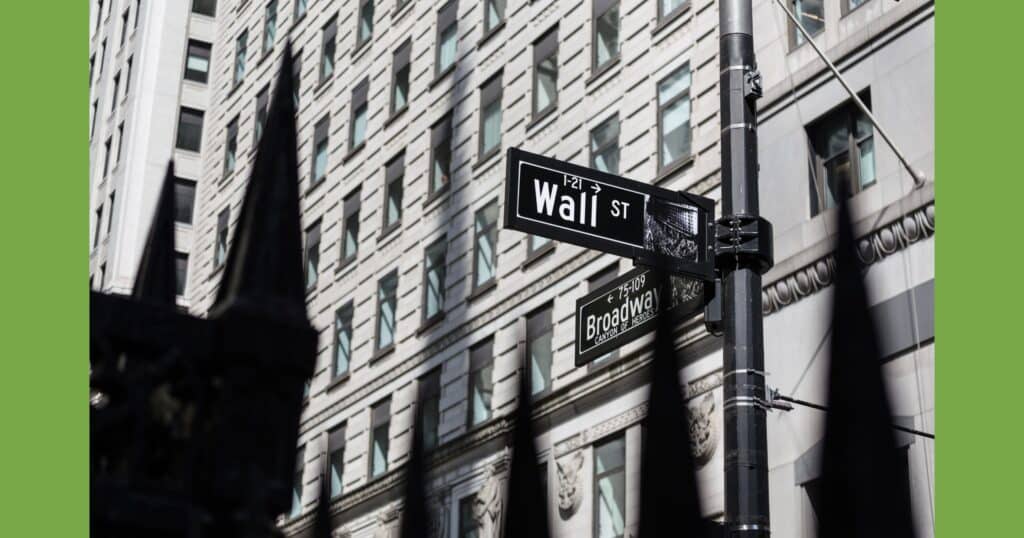 Wall St. sign & steeples