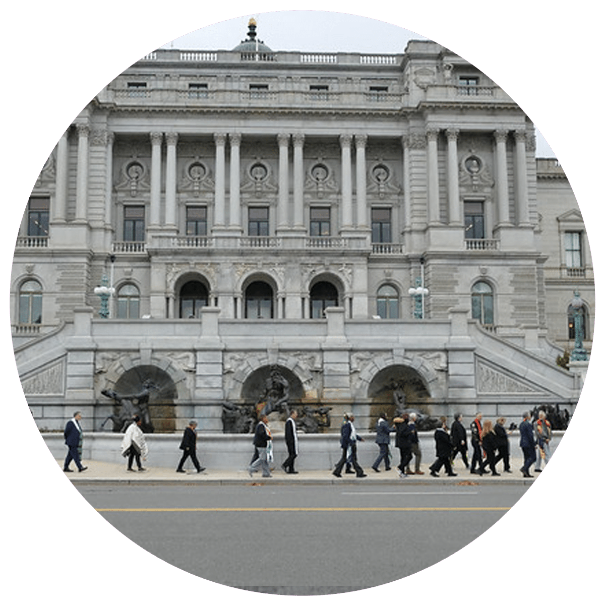 Members of the Council of Conference Ministers gather walk through Washington D.C.